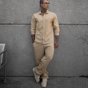 CREAM PANTS. BOOHOOMAN